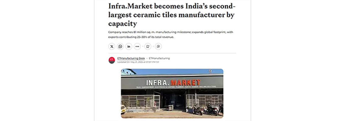 Infra.Market becomes India’s second-largest ceramic tiles manufacturer by capacity