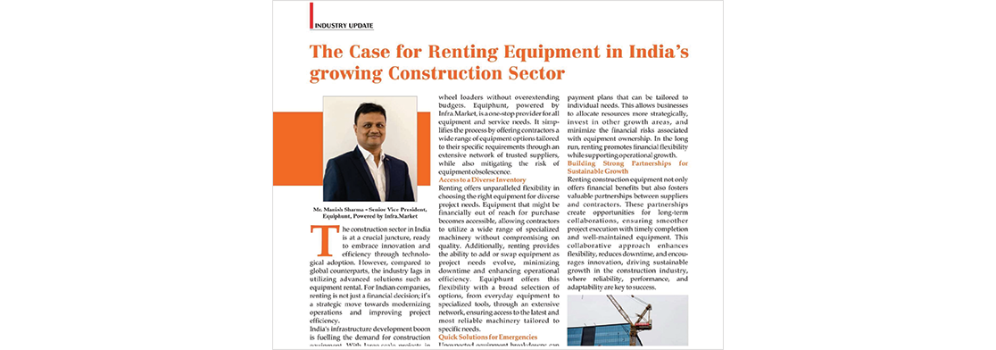 The Case for Renting Equipment in India's growing Construction Sector