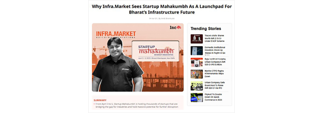 Why Infra.Market Sees Startup Mahakumbh As A Launchpad For Bharat’s Infrastructure Future